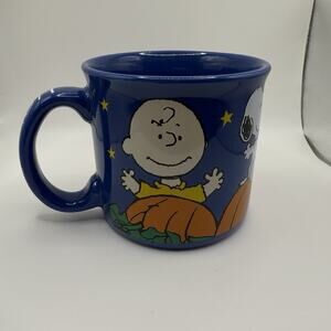 Peanuts Snoopy Sally Oversized Mug Halloween Pumpkins Blue Coffee Cup Ceramic